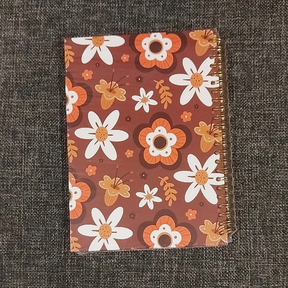 Floral Spiral Notebook - Brown and White - Picture 2 of 2